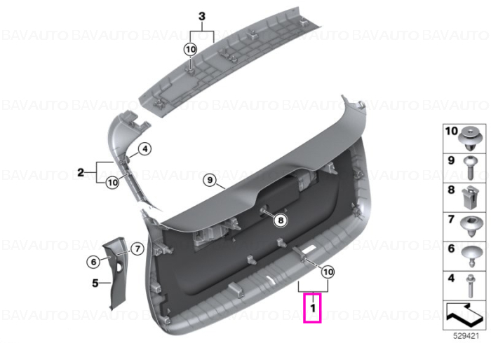 Panou ornamental interior hayon, inferior - BMW X1L U12, X1 U11