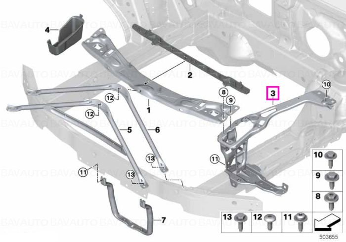 51647459881 - Suport stânga - BMW - Seria 1 F40, Seria 2 F44 - de la 01.07.2019 - Original BMW Group - BavAUTO