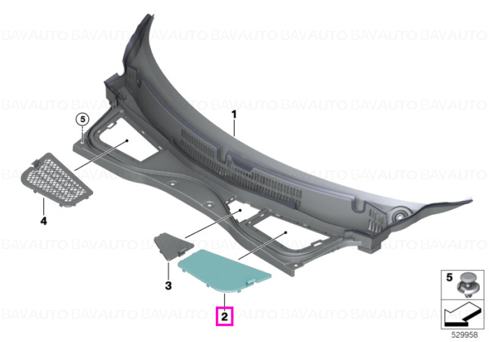 Protectie stanga, panou baza parbriz - Mini Aceman J05, Cooper J01