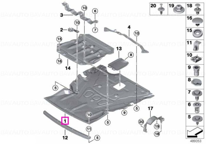 Scut protectie compartiment motor, AWD (varianta xDrive) - BMW Seria 1 F20 F21, Seria 2 F22 F23, Seria 3 F30 F31 F34, Seria 4 F32 F33 F36