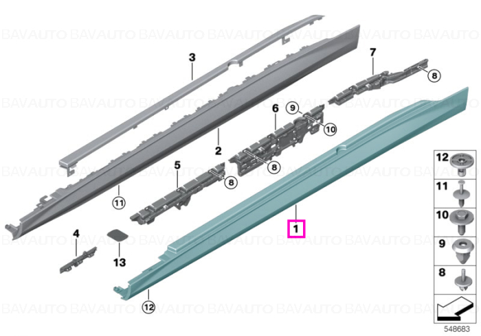 Ornament M, prag lateral dreapta - BMW Seria 5 G60 G61