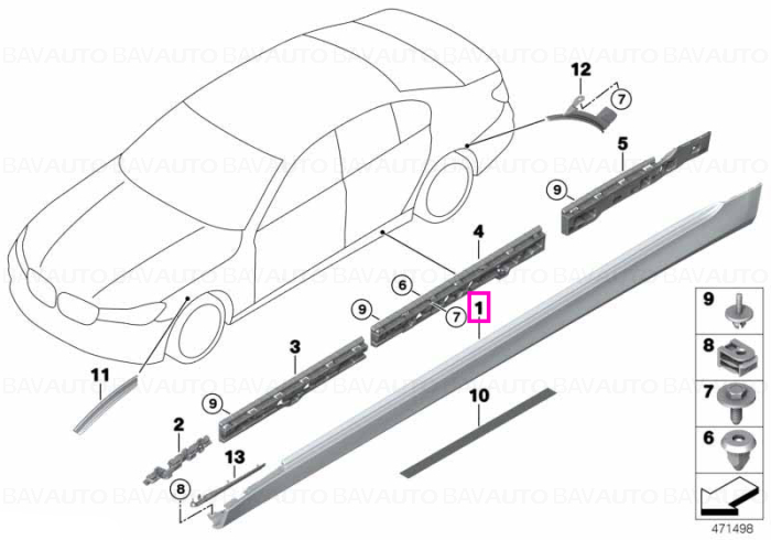 51777459968 - Garniură prag brut dreapta - BMW - Seria 7 G11, Seria 7 G11 LCI - de la 01.07.2015 - Original BMW Group - Ba…