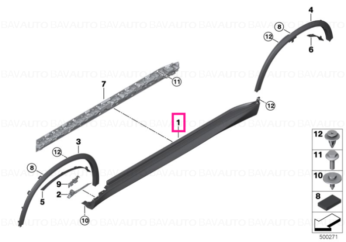 51778099111 - Ornament prag M, primerizat, stanga – BMW X5 G05; X5M F95- Original BMW