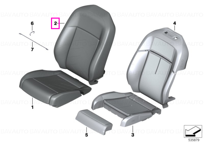 Tapiserie spatar scaun fata, stanga, Veganza perforat/matlasat, negru - BMW Seria 5 G60 G61