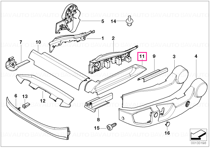 52107078523 - Finisher, upper rail, exterior, left SCHWARZ - Original BMW