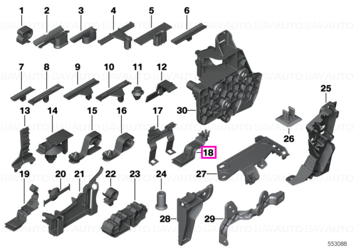 61139331173 - Suport conector fi stanga - BMW - X3 G01, X4 G02 - de la 01.07.2015 - Original BMW Group - BavAUTO