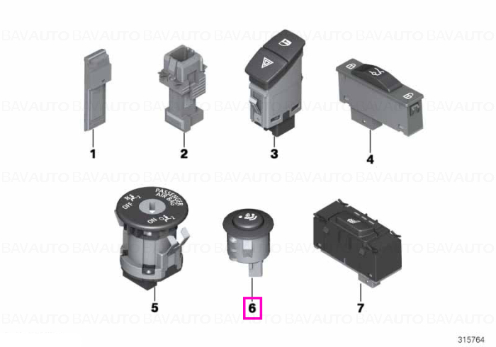 Comutator carlig de remorcare - BMW Seria 1, Seria 2, Seria 3, Seria 4, Seria 5, Seria 6, Seria 7, i3L, i4, iX3, iX, X1, X2, X3, X4, X5, X6, X7, XM - Mini Countryman