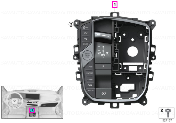 Panou comenzi consola centrala, 02 GLO, transmisie automata - BMW Seria 3 G20, Seria 4 G23 G26 - LHD (volan stanga)