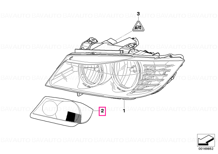 63112152539 - Set masking foil for headlamp, Xenon ZKW - Original BMW