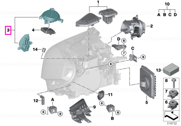 Modul electronic far LED dreapta, semnalizare/lumini de zi - BMW X2 F39