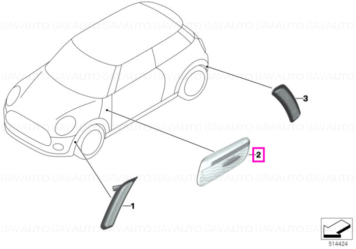 Semnalizator aditional lateral stanga, Cooper SE - Mini F56 BEV - tip motor IB1