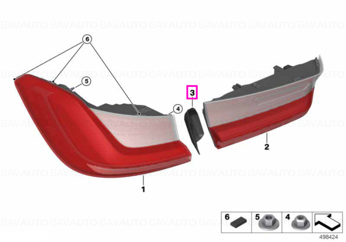 63217490127 - Tail light finisher, trunk lid, left - BMW - Seria 3 G21 - de la 01.07.2019 - Original BMW Group - BavAUTO