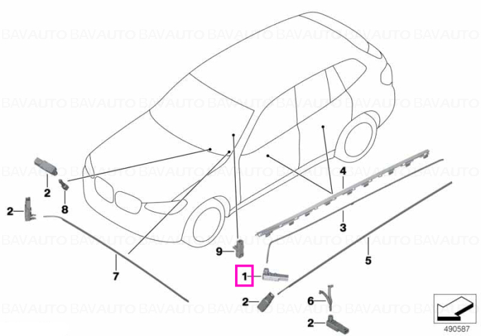 Modul LED iluminare linie contur usa, Gri (Grau, Kod. B2) - BMW X3 G01 F97 M, X4 G02 F98 M, X5 G05 G18 F95 M, X6 G06 F96 M, X7 G07