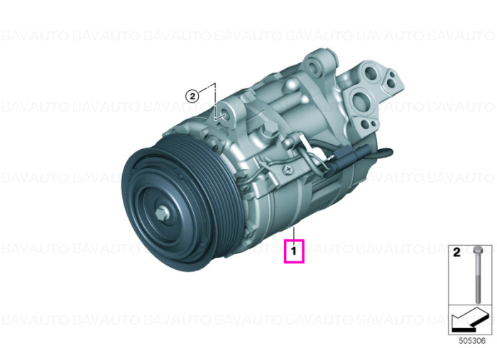 Compresor aer conditionat, cuplaj magnetic, 48V - BMW Seria 5 G30 G31 G60 G61, Seria 6 G32, Seria 7 G11 G12, Seria 8 G14 G15 G16, X5 G05, X6 G06, X7 G07