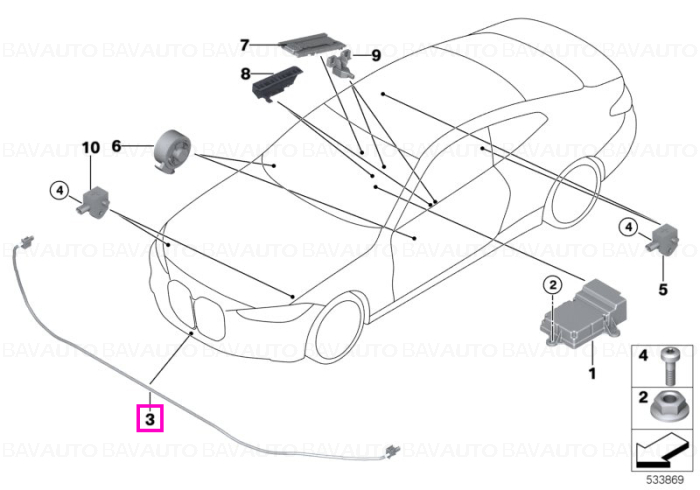 Senzor protectie pietoni PTS - BMW Seria 2 F45 F46 G42, Seria 3 G20 G21 G28 G80 M3, Seria 4 G22 G23 G82 G83 M4, iX3 G08 BEV, X3 G01 G08 M F97, X4 G02 M F98