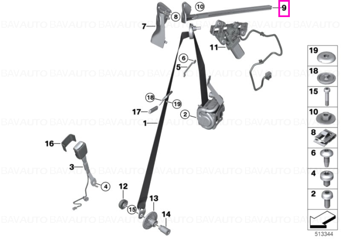 Mecanism predare centura siguranta, dreapta - BMW Seria 4 G22 G82 M4