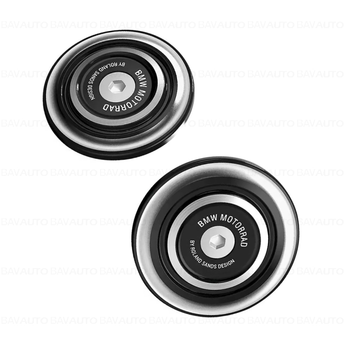 77252447694 - Set capace pivot brat oscilant, frezate, aluminiu, negru, stanga si dreapta - BMW Motorrad K21 (R nineT), K22 (R nineT Pure), K23 (R nineT Scrambler), K25 (R 1200 GS, R 1200 GS Adventure), K27 (R 1200 R), K33 (R nineT Urban G/S) - Original B