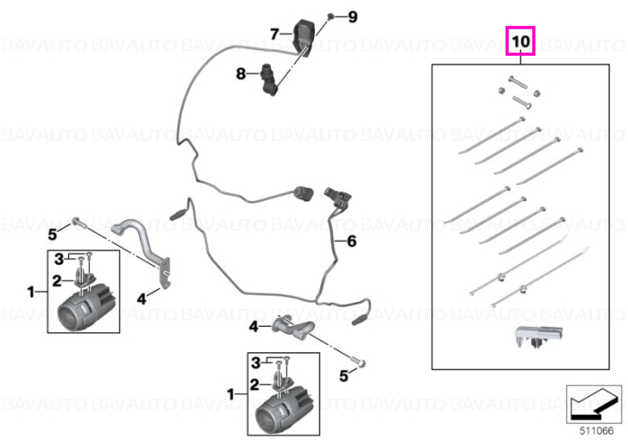 77518356947 - Set mounting parts additional headlight - BMW Motorrad - K80, K81 - de la 01.02.2018 - Original BMW Motorrad…