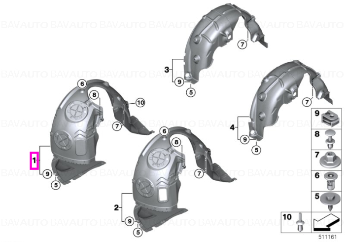 51719447825 - Carenaj aripa fata stanga – MINI F55 LCI; MINI F56 LCI - Original BMW
