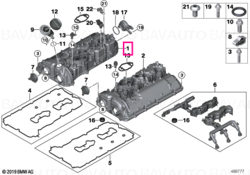 11128699190 - Cylinder head cover ZYL. 1-4 - Original BMW