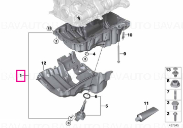 11138611695 - Baie ulei BMW -  tip motor B46, B48 - BMW 230iX, 320iX, 330iX, 420iX, 430iX - Original BMW