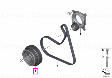 Fulie vibrochen (arbore cotit) - BMW Seria 1 F40, Seria 2 F44 F45 F46, X1 F48, X2 F39 - Mini Cabrio F57, Clubman F54, Countryman F60, F55, F56 - RHD (volan pe partea dreapta)