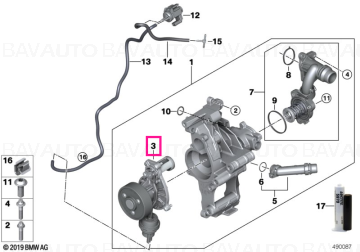 11518474928 - Pompa apa - BMW Seria 2 G42, Seria 3 G20 G21 G28, Seria 4 G22 G23 G26, Seria 5 G30 G31, Seria 6 G32, X3 G01, X4 G02, X5 G05 - Original BMW