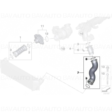 11618571025 - Conducta intercooler - BMW Seria 3 G20 G21, Seria 5 G30 G31, Seria 6 G32, Seria 7 G11 G12, Seria 8 G14 G15 G16, X5 G05, X6 G06, X7 G07 - Original BMW Bavauto