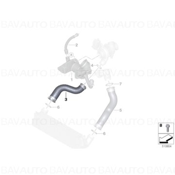 11618571896 - Conducta intercooler BMW Seria 5 F10, F11 | Original BMW