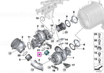 Racord intermediar conexiune turbina - BMW Seria 5 G30 G31, Seria 7 G11 G12, X5 G05, X6 G06, X7 G07 - tip motor B57S