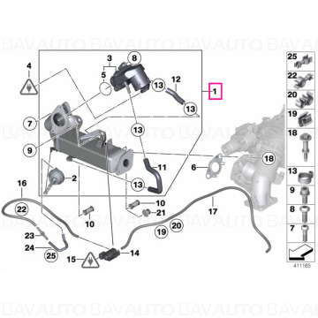11717822346 -  Racitor gaze EGR - BMW Seria 5 F07 F10 F11, Seria 7 F01 F02, X3 F25, X4 F26, X5 F15, X6 F16 - Original BMW