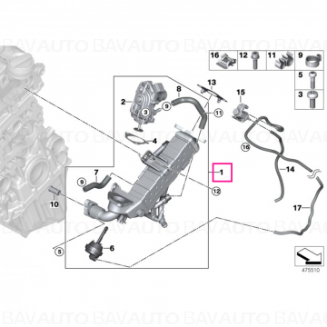 11717822347 - Racitor gaze cu valva EGR inclusa BMW - tip motor B47, B47O - modelul 2023 - Original BMW