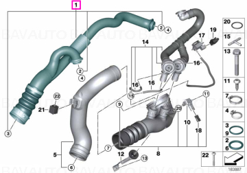 Conducta aer supraalimentare, iesire turbocompresor - BMW X6 E71 - tip motor N54