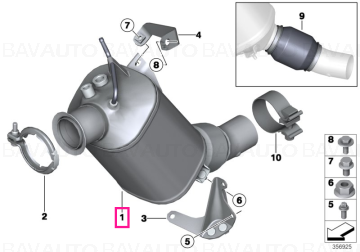 18308574961 - Filtru particule evacuare DPF - BMW Seria 5 F10 LCI, F11 LCI - Original BMW