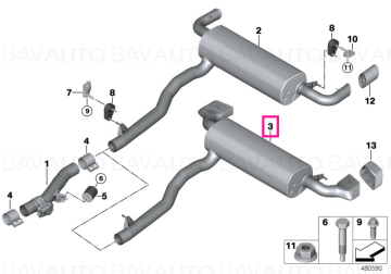 18308588106 - Rear silencer - BMW - Seria 5 G30, Seria 5 G31 - de la 02.11.2016 - Original BMW Group - BavAUTO