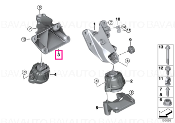 22116770050 - Complete right engine support  - Original BMW