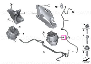 22116863437 - Engine mount, left  - Original BMW