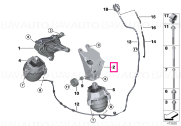 22116864595 - Suport motor, stanga - BMW Seria 3 G20 G21, Seria 4 G22 G26, Seria 5 G30 G31, Seria 6 G32, X3 G01, X4 G02, X5 G05 - Original BMW