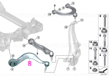 Brat suspensie roata, cu bucsa cauciuc, punte fata, stanga - BMW Seria 5 G60 G61