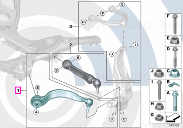 Set reparatie brat suspensie cu bucsa cauciuc, punte fata, stanga, Kit Value Parts - BMW Seria 5 G30 31 G38