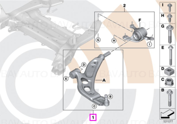 Kit reparatie bascula, fata, dreapta, Value Parts - BMW Seria 2 F45 F46, X1 F48 F49	