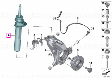 31306899672 - Telescop fata dreapta - BMW - Seria 1 F40, Seria 2 F44 - de la 01.07.2019 - Original BMW Group - BavAUTO