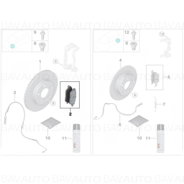 34106860019 - Set placute frana fara azbest, punte fata - BMW Seria 1 F40, Seria 2 F44 F45 F46, X1 F48 F49, X2 F39 - Mini Clubman F54, Countryman F60 - Original BMW