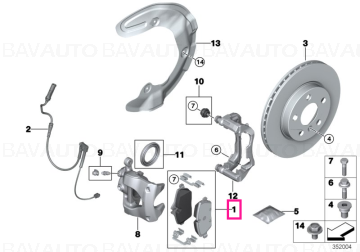 34106874034 - Set placute frana, punte fata - BMW Seria 1 F52, Seria 2 F45 F46, X1 F48, X2 F39 - Mini Cabrio F57, Clubman F54, Countryman F60, F55, F56 - Original BMW