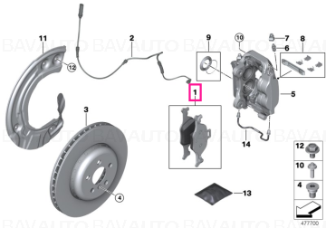 34106898192 - Set placute frana, punte fata - BMW Seria 2 G42, Seria 3 G20 G21 G28, Seria 4 G22 G23 G26, Seria 5 G30, i4 G26, iX3 G08, X3 G01, X4 G02, X5 G05, X6 G06 - Original BMW