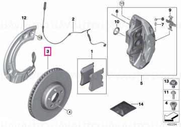 34108858706 - Disc frana ventilat, punte fata, dreapta, Ø348mm - BMW Seria 3 G20 G21, Seria 4 G22, Seria 5 G30 G31 G38, Se…