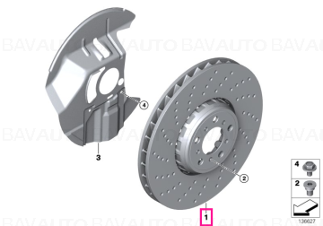 34112284102 - Disc frână ventilat perforat dreapta 400X36 - BMW - Seria 5 F10, Seria 6 F12 - de la 01.09.2011 - Original B…