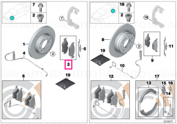 34116777772 - Set placute frana, punte fata - BMW Seria 1 E81 E82 E87 EE88, Seria 3 E90 E91 E92 E93 - Original BMW