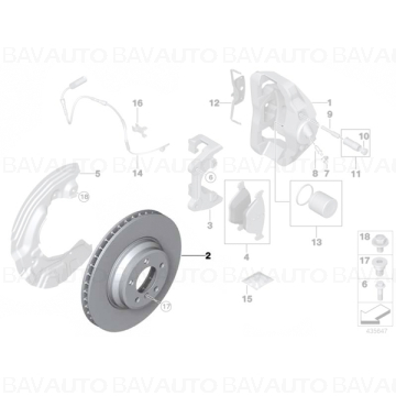 34116855000 - Disc frână ventilat 348X30 - BMW - X1 E84, Seria 3 E90 - de la 01.12.2004 - Original BMW Group - BavAUTO