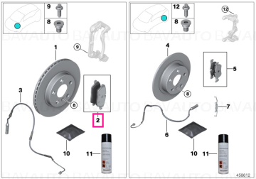 34116889585 - Set placute frana fara azbest, punte fata - BMW Seria 2 G42, Seria 3 G20 G21, Seria 4 G22 G23 G26, Seria 5 G30 G31 Seria 6 G32, Seria 7 G11 G12, Seria 8 G14 G15 G16, i4 G26, X5 G05 G18, X6 G06, X7 G07 - Original BMW